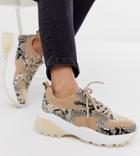 River Island Sneakers With Chunky Sole In Mixed Print - Gray