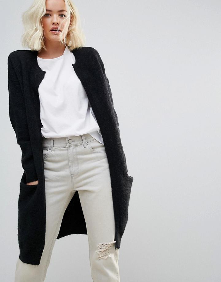 Selected Livana Mohair Wool Blend Long Cardigan - Black