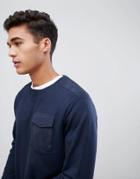 Celio Crew Neck Sweat With Contrast Pocket - Navy