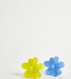 Reclaimed Vintage Inspired Flower Hair Clip 2 Pack In Blue And Yellow