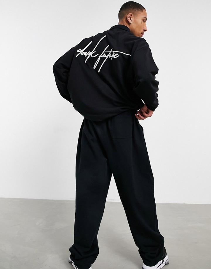 Asos Dark Future Oversized Heavyweight Jersey Shirt With Embroidered Logo In Black