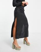 Topshop Premium Cupro Skirt In Black - Part Of A Set