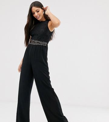 Little Mistress Tall Upper Detail Jumpsuit-black