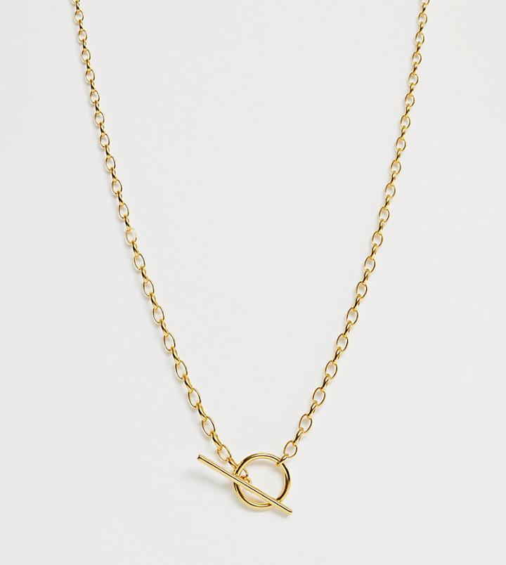 Astrid & Miyu 18k Gold Plated T Bar Necklace - Gold