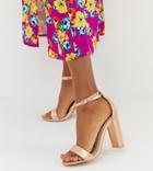 Glamorous Wide Fit Rose Gold Barely There Sandals