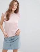 New Look Frill Shoulder Shell Top - Pink