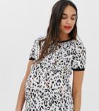 New Look Maternity Tee In White Animal Print - White