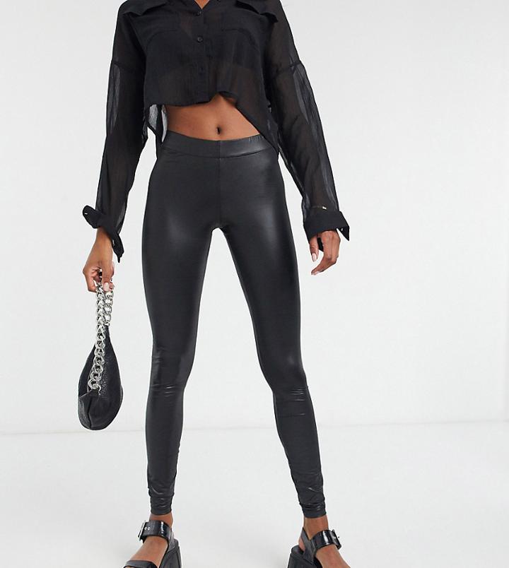 Noisy May Tall Leather Look Leggings In Black