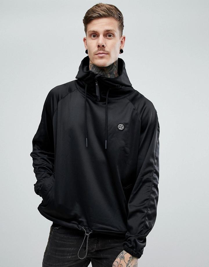 Religion Hoodie With Funnel Neck In Tricot - Black