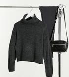 New Look Chunky Knitted Roll Neck Sweater In Charcoal Gray-grey