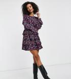 Influence Tall Ruffle Detail Mini Dress In Micro Floral Print-multi