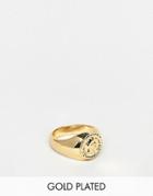 Asos Design Gold Plated Coin Sovereign Ring - Gold