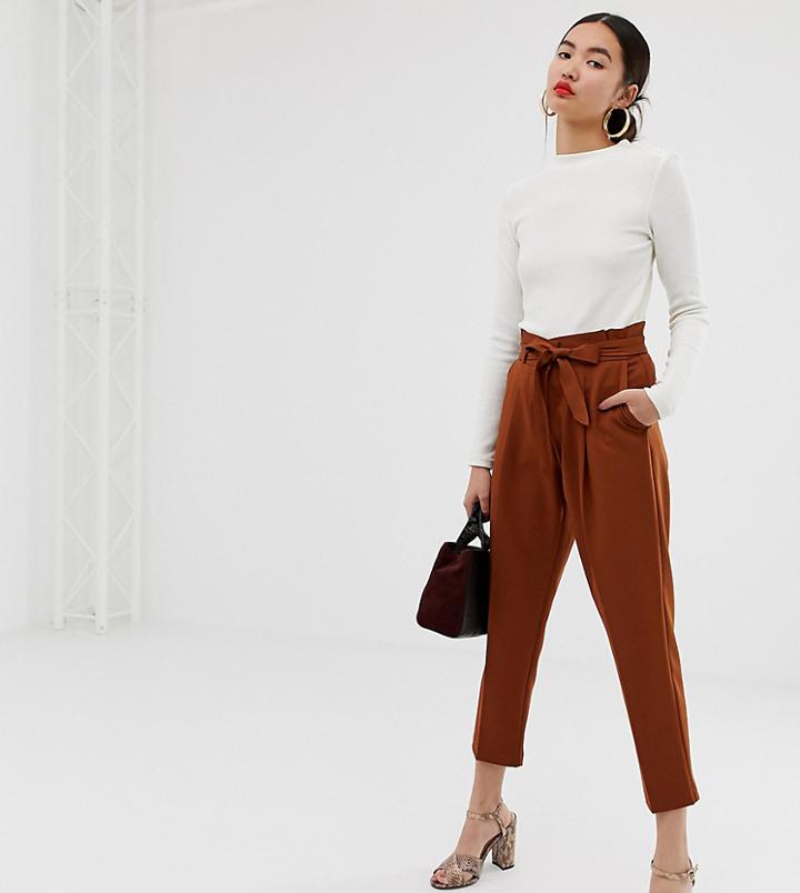 New Look Tie Waist Tapered Pants In Rust