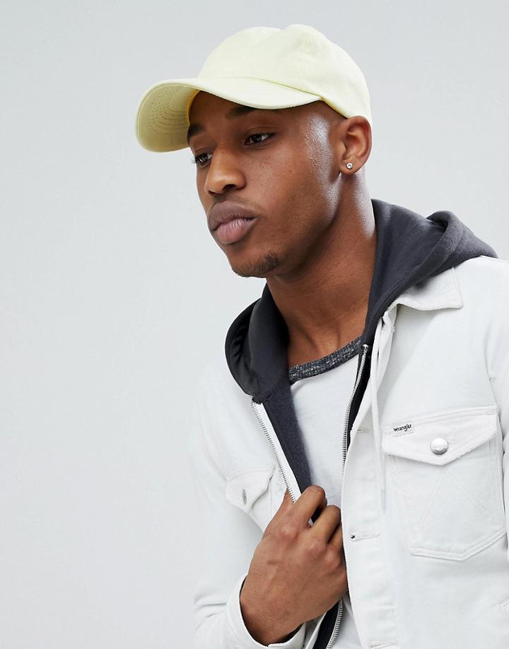 7x Baseball Cap In Washed Vintage Effect - Yellow