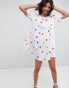 Asos Ultimate Smock Dress In Polka Dot - Multi