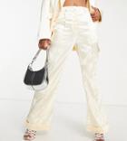 Liquorish Petite Bridal Satin Structured Tailored Pants In White - Part Of A Set