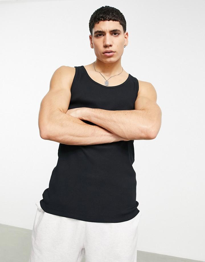 Asos Design Rib Detail Tank In Black