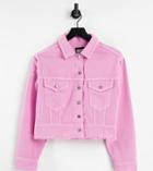 Reclaimed Vintage Inspired Cropped Denim Jacket In Pink