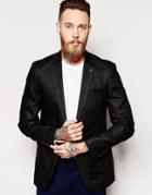 Asos Slim Fit Suit Jacket In 100% Linen - Black