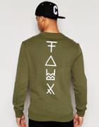 Friend Or Faux Sweatshirt Graphic Logo Back Print - Green