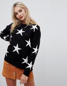 Qed London Star Crew Neck Sweater - Black