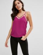 Asos Mesh Insert V Neck Cami Top - Pink