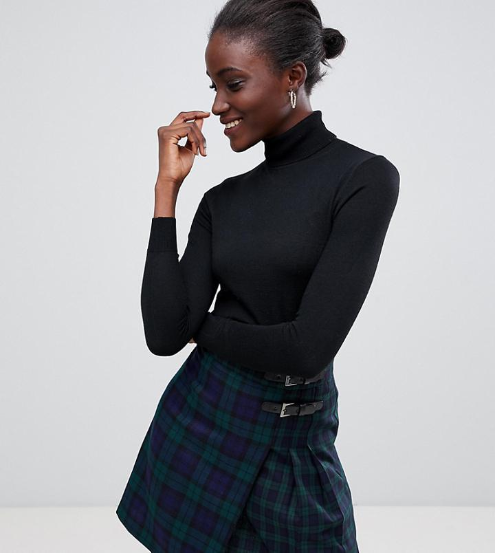 Warehouse Roll Neck Sweater In Black - Black