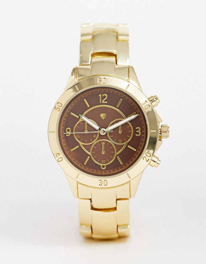 Spirit Design Ladies Chronograph Bracelet Watch In Gold