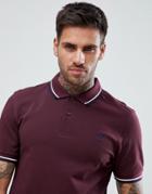 Fred Perry Twin Tipped Polo Shirt In Burgundy - Red