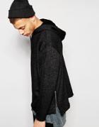 Asos Longline Oversized Textured Hoodie With Zips - Black
