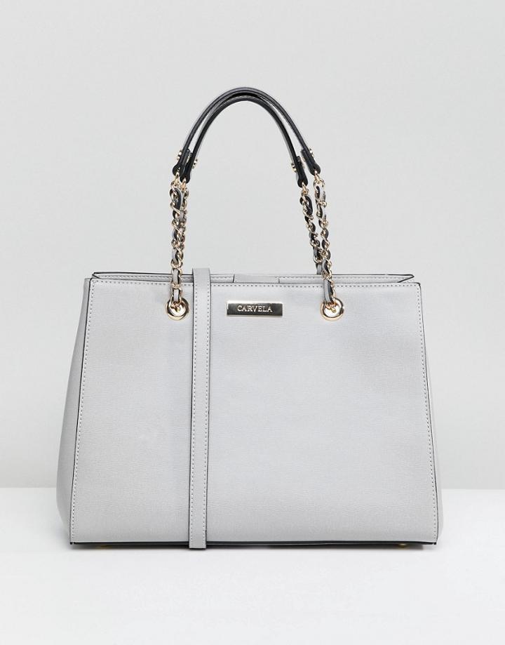Carvela Benny Chain Weave Structured Tote Bag - Gray