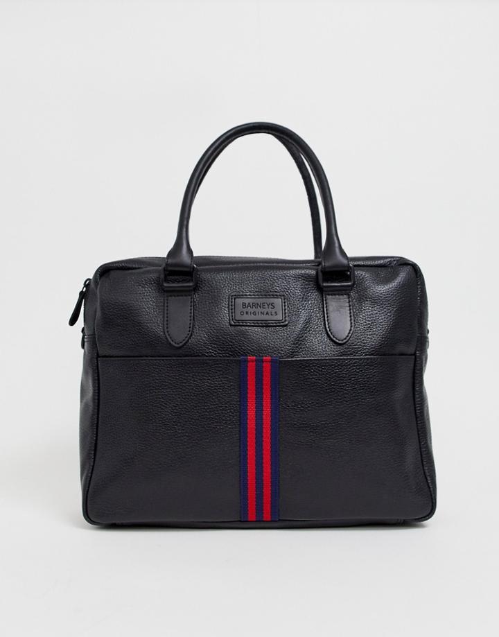 Barney's Originals Leather Messenger Bag - Black