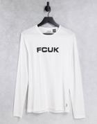 Fcuk Long Sleeve Logo Top In White