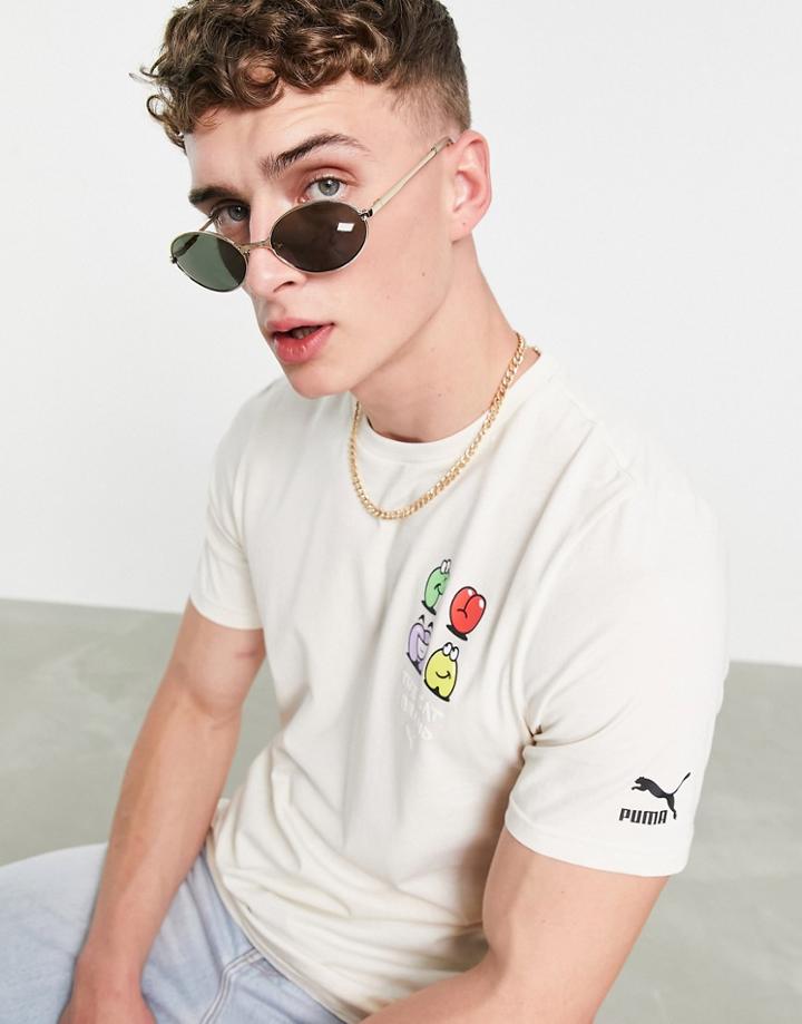 Puma Graffiti Logo T-shirt In Off White
