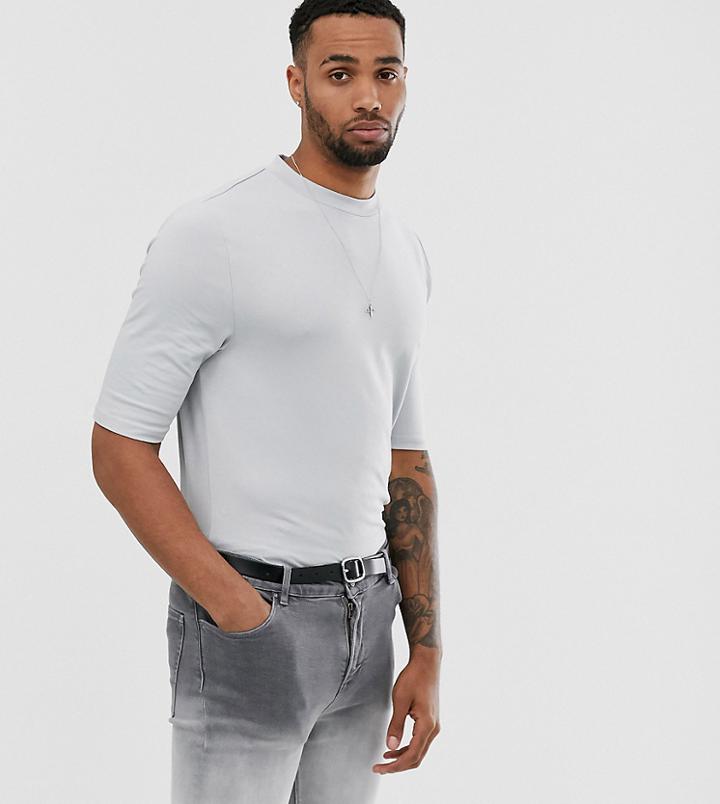 Asos Design Tall Organic Smart Slim Fit T-shirt In Gray