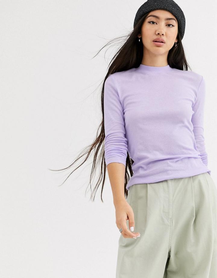 Weekday Meja Long Sleeve T-shirt In Lilac-purple