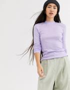 Weekday Meja Long Sleeve T-shirt In Lilac-purple
