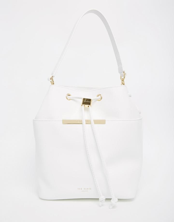 Ted Baker Large Leather Bucket Bag - White