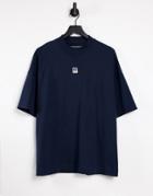 Boss X Russell Athletic Boxy Turtle Neck T-shirt In Navy