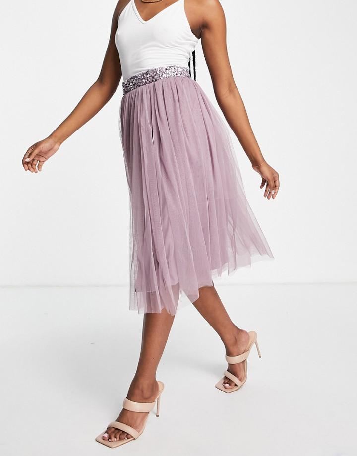 Maya Tulle Midi Skirt In Lilac - Part Of A Set-purple