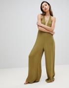 Influence Beach Jumpsuit In Halter Neck - Green