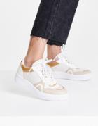 Topshop Court Sporty Lace Up Sneakers In Beige-neutral