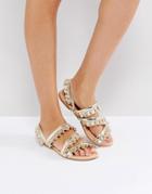 Asos Fair Play Ruffle Flat Sandals - Gold