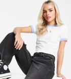 Asos Design Petite T-shirt With Contrast Trims In White