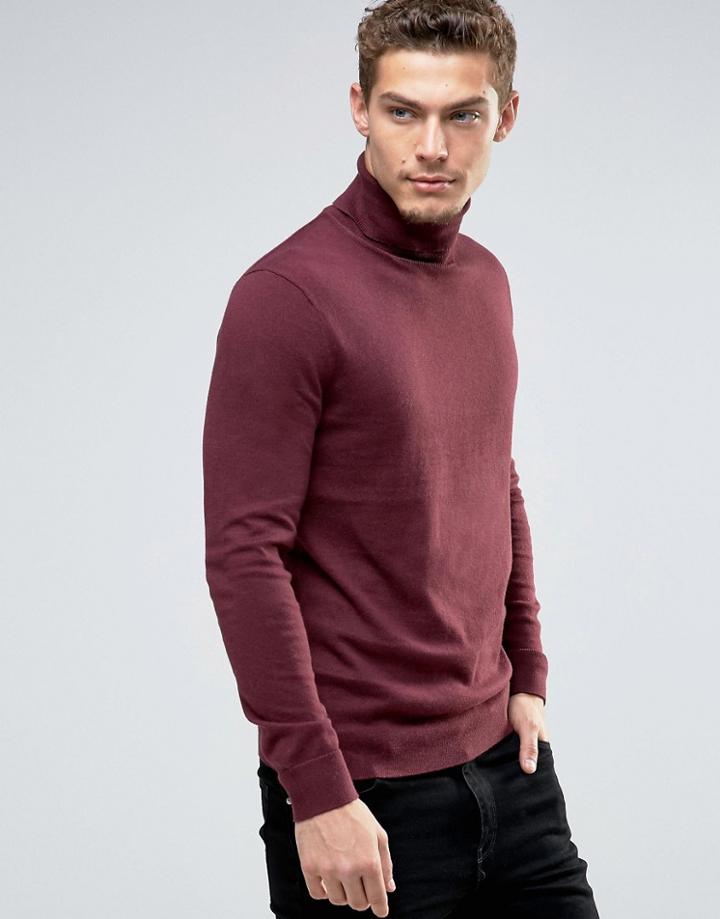 Esprit Roll Neck Cashmere Mix Sweater - Red