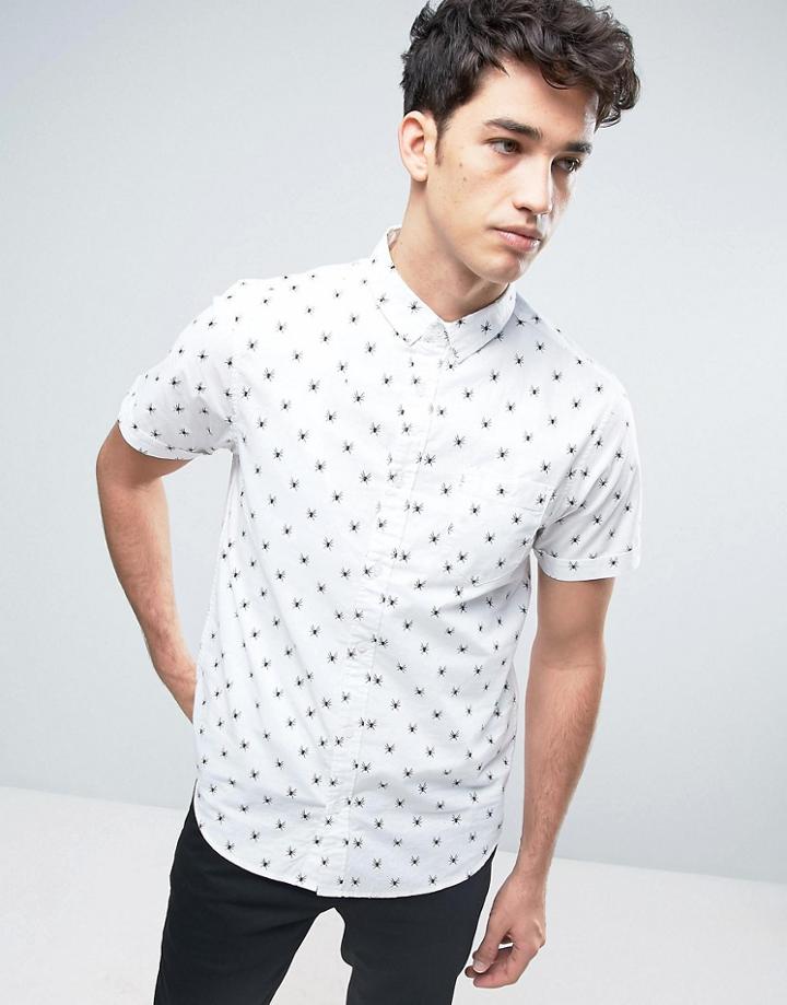 Brave Soul Spider Short Sleeved Shirt - White
