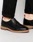 Asos Derby Shoes In Black Scotchgrain Leather - Black