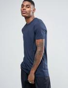 Asos Longline T-shirt With Crew Neck In Navy - Navy