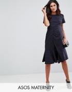 Asos Maternity Deconstructed Ruffle Dress - Navy