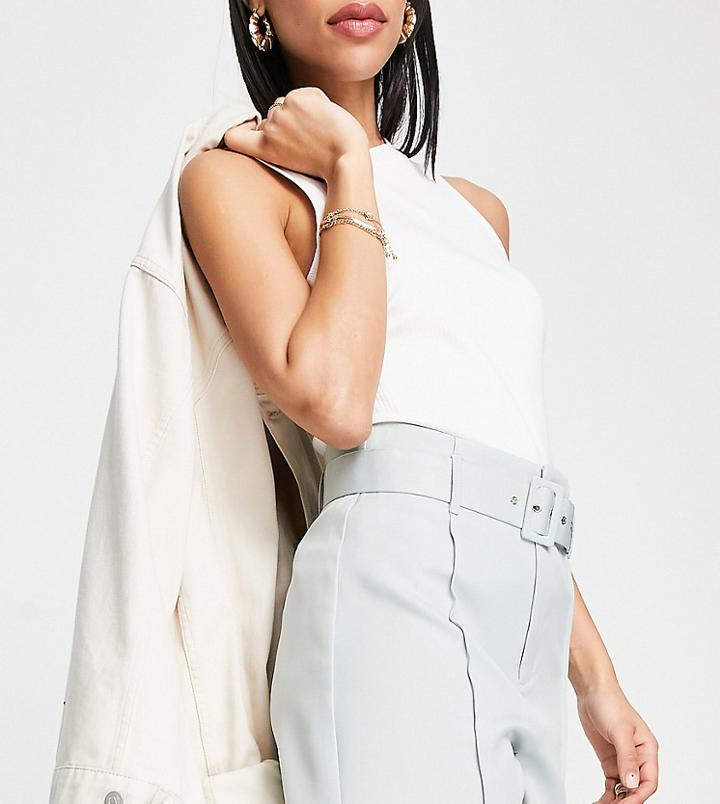 In The Style X Dani Dyer Exclusive High Waist Belted Tailored Short In Blue - Part Of A Set